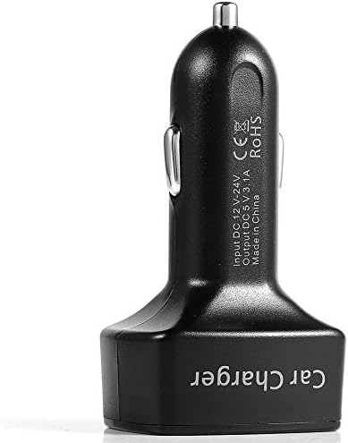 LightingFox High Power 4 in 1 Car Charger Dual 3.1A USB Voltage Current Meter Tester Adapter for Iphone Ipad Samsung HTC XiaoMi HuaWei LG Smart Phones (Black)