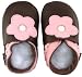 Bobux Infant / Baby Toddler Crib Slip On Shoes Eco Leather Brown Pink Flower