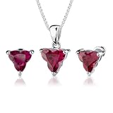 Ultimate Passion: 10.50 carat Tri Flower Cut Ruby Pendant Earring Set in Sterling Silver