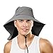 Neck Flap Sun Hat with Wide Brim, UPF 50+ Hiking Safari Fishing hat for Women Men, Sun Protection Hat for Summer Adventures Gray