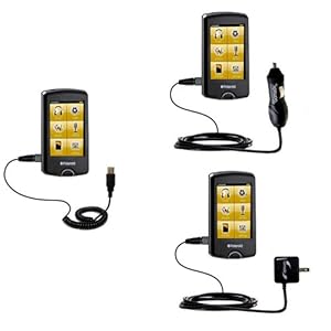 USB cable with Car and Wall Charger Deluxe Kit for the Polaroid PMP500-4 - uses Gomadic TipExchange Technology