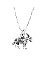 Sterling Silver Three Dimensional Donkey Mule Necklace