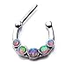 316L Septum Nose Ring Clicker 16g 5pcs PINK opal gem--FREE Gift Box w 72
