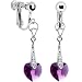 Austrian Crystal Heart February Birthstone Clip Earrings