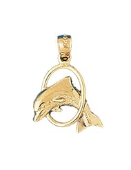 Dazzlers Solid 14 karats gold Dolphin Charm Pendant Available in three colors from jewelsberry (weights: 1.6 grams only)