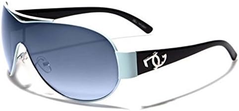 DG Eyewear Aviator Ladies Popular Stylish Fashion Shield Sunglasses - DG35-Black w Blue
