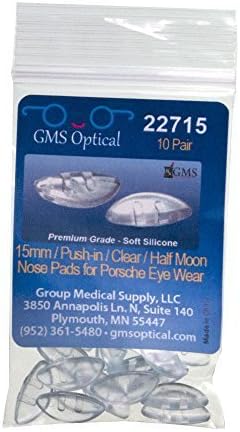 GMS Optical?Push-In Silicone Nosepads for Porsche Sunglass &amp; Eyeglass Frames (10 pair, Clear) by Group Medical Supply