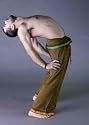 Unisex Yoga Trousers Fisherman Wrap Style BROWN with Green/Red Trims Size Small