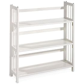 Mission - Style 38 x 35 Inch White Folding Stacking Bookcase, 35W, WHITE