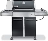 Weber Genesis E320 60 Freestanding Gas Grill with 637 sq. in. Cooking Area, 3 Stainless Steel Burners, Side Burner, Cast-Iron Cooking Grates, Porcelain Flavorizer Bars, Warming Rack and Electronic Crossover Ignition