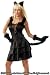 Sexy Black Cat Costume lycra dress with marabou tail, gloves, cat ears S/M M/L