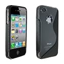 Black And Clear Designer S-Line Silicone Gel Case Cover For Apple iPhone 4S Siri / iPhone 4