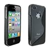Black And Clear Designer S-Line Silicone Gel Case Cover For Apple iPhone 4S Siri / iPhone 4