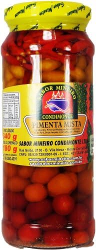 Sabor Mineiro Codimonte - Mixed pepper - Malagueta, Red, and Green, Pará's Cumari, Bode Yellow and Red - Net Weight 11.99oz - Net Weight Drained 6.34Oz (PACK OF 01) | Pimenta Mista - Malagueta, Vermelha, e Verde, Cumari do Pará, Bode amarela e Vermelha - Peso Liquido 340g - Conteúdo 180ml