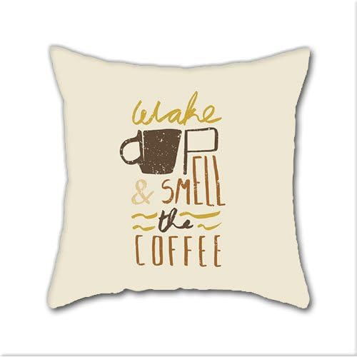 Coffee DIY Decorative Pillow Cases,Natural Cotton Square Throw Pillow Case Cushion Cover,18 x 18 Inch(45cm x 45cm)