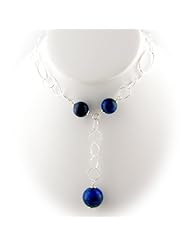 Sterling Silver Blue Lapis Large Link Chain Y Necklace