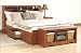 Full Size Cherry Platform Bed and Bookcase Headboard