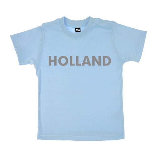 Baby – Kleinkinder T-Shirt – Holland – Textil skyblue / Motiv grau Gr. 3-6 Monate
