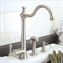 Brushed Nickel Single Handle Kitchen Faucet with Sprayer plus Soap Pump