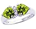 14K White Gold Twin Heart Gemstone and Diamond