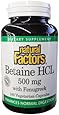 Natural Factors Betaine Hcl 500mg Capsules, 180-Count
