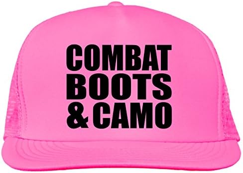 Combat Boot & Camo Bright neon truckers mesh snap back hat in Neon Pink - One Size