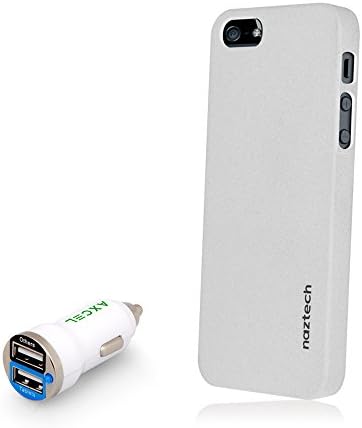 iPhone SE iPhone 5S Case, Drop Protection, Soft, Ultra Slim, Flexible, Premium Protective iPhone Cover w/ Free 2Amp Dual USB Rapid Car Charger (Sand Matte White)