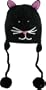DeLux Black Kitty Face Wool Pilot Animal Cap/Hat with Ear Flaps and Poms
