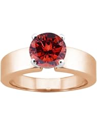 0.80 Ct Round Cognac Red SI1/SI2 Diamond 14K Rose Gold Ring