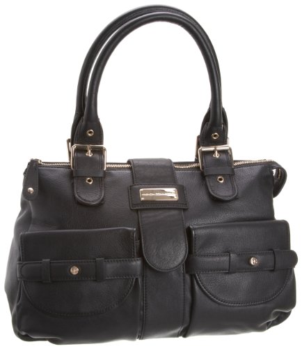 French Connection Women’s Strappy Leather Handbag Black Medium