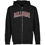NCAA Ball State Cardinals Arch Applique Full Zip Hoodie - Black