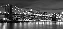 LONG LARGE NEW YORK CANVAS ART BLACK AND WHITE BROOKLYN BRIDGE 42" X 20" READY TO HANG