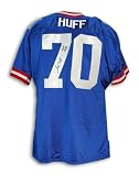 Sam Huff Autographed/Hand Signed New York Giants Blue Throwback Jersey Inscribed ''HOF 82''