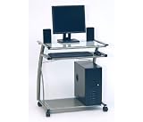 Champagne/Clear Glass Computer Cart