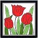 FLOWERS-TRIVETS-WALL PLAQUES-RED TULIPS TILE by Besheer Art Tile, Bedford, New Hampshire, U.S.A.