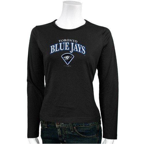 Toronto Blue Jays Black Ladies Arch Logo Diamond Long Sleeve T-shirt