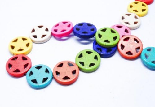 GOODBUYER 40PCS 20mm Multi Color Turquoise Bead Peace Mark Beads Pentagram Good for DIY Beaded Curtains Peace Sign Door Beads