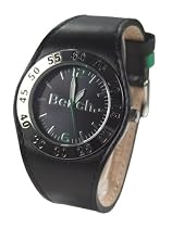 Bench Gents Black Dial Watch With Black Leather Strap