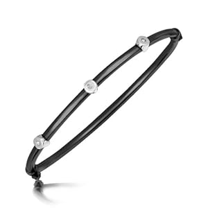 Sterling Silver Ruthenium Plated Diamond Round Station Bangle (.03 ct. t.w.)