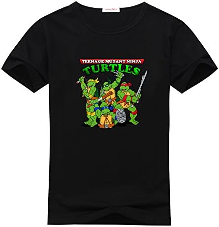 HuoDaling Womens Teenage Mutant Ninja Turtles-TMNT Cartoon Black T-shirts Size M