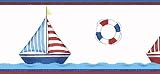 Blue Sailboat Wallpaper Border