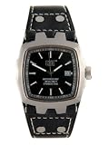 Image of Caterpillar Men's Steel Square Date Watch YG 141 34 121 Stainless Steel With Black Dial and Leather Strap