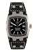 Caterpillar Men's Steel Square Date Watch YG 141 34 121 Stainless Steel With Black Dial and Leather Strap