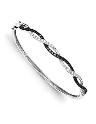 Sterling Silver Black & White Diamond Bangle