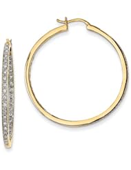 14k Yellow Gold G-H SI2 Diamond Diamond In/Out Hoop Earrings. Carat Wt- 0.69ct