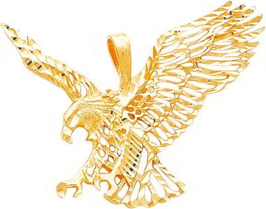 413lU8W4aAL 10K Yellow Gold Large Flying Eagle Charm Diamond