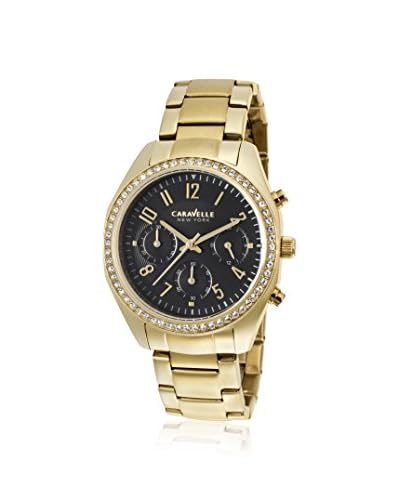 Caravelle NY Women’s Gold-Tone/Black Stainless Steel Watch