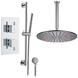 Rhine thermostatic shower with 16 round LED head and hand held