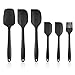 Heat Resistant Silicone Spatula Set - 6 Piece Non-Stick Rubber Spatula Set with Stainless Steel Core - 500F Heat-Resistant Spatula Kitchen Utensils Set for Cooking, Baking and Mixing - Black