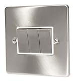 Review West Midland Lighting Ltd  / SATIN CHROME 3 GANG 2 WAY 6 AMP LIGHT SWITCH ,C306BCW